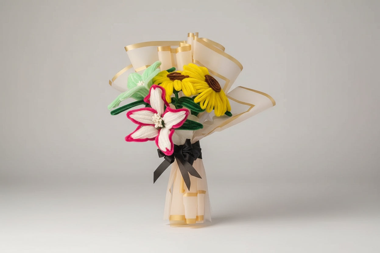 Handmade Pipe Cleaner Mixed Flower Bouquet